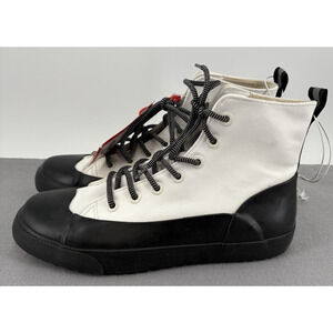 Hunter Unisex Target Dipped Canvas High-Top Sneakers White/Black Size M8/W10